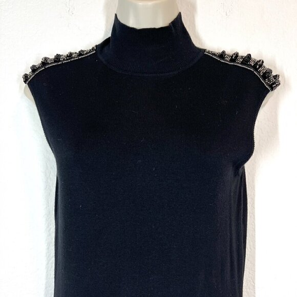 Vintage Marciano Black Dress Beaded Mini Retro Small - Picture 4 of 12